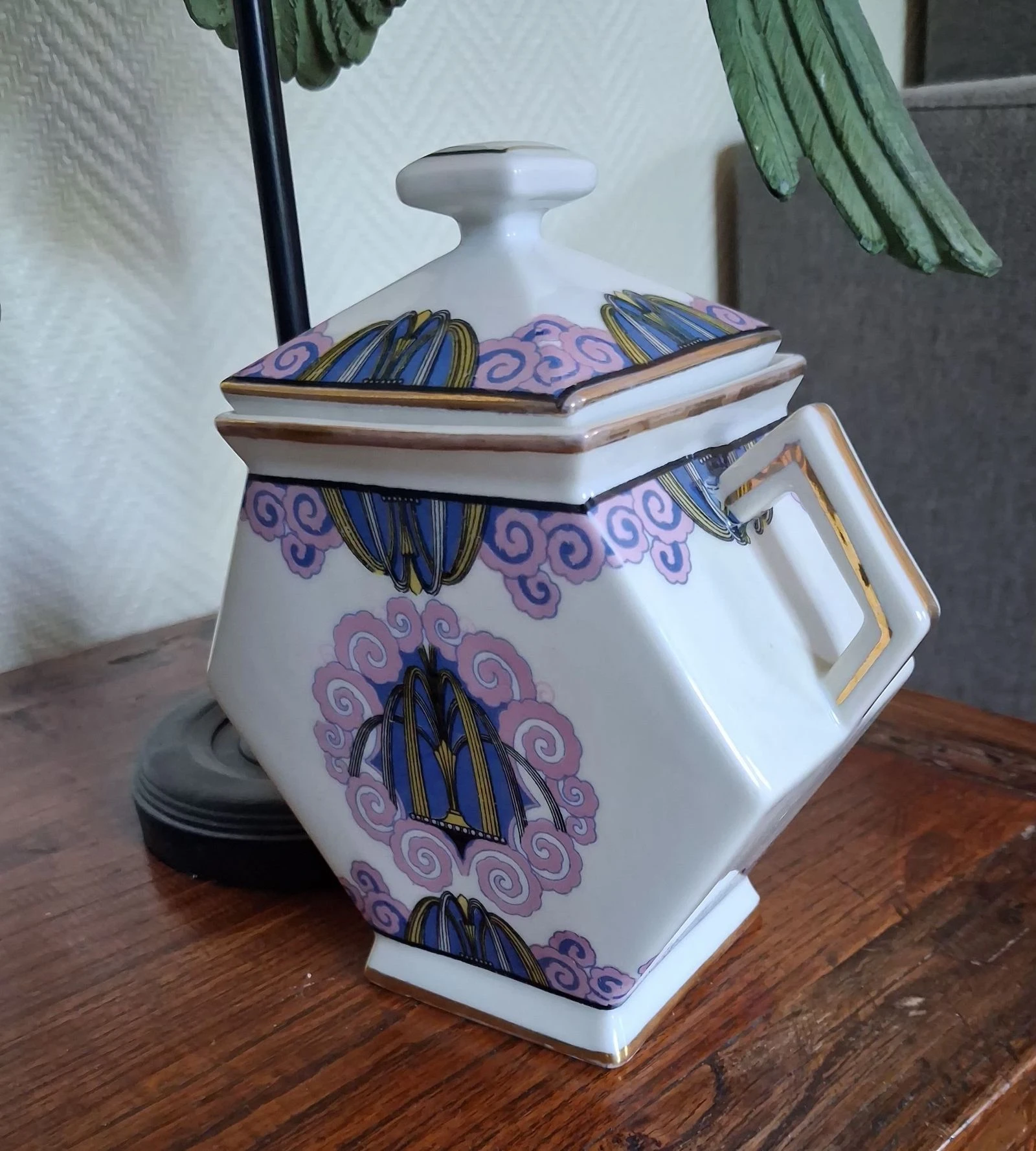 Raríssimo açucareiro Art Déco em porcelana com motivo fonte estilizada – Henri Delcourt, c. 1925 – photo 2